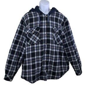 Legendary Outfitters Jacket Men's 3XL Flannel Snap Up Hoodie Quilted Shacket